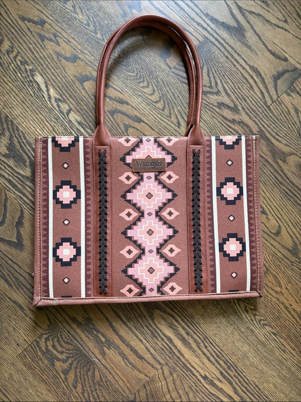 Wrangler Pink and Brown Aztec-Pattern Tote